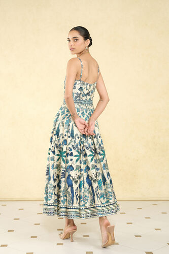 Avis Printed Silk 50s Dress - Cream, Cream, image 2